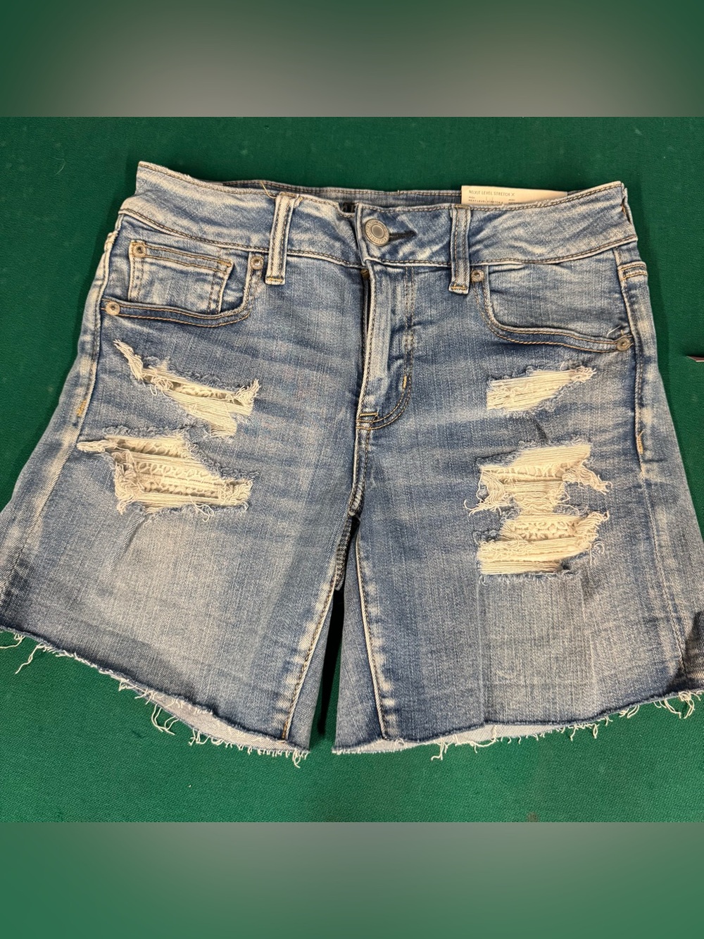 American Eagle Outfitters Distressed Light Blue Denim Shorts